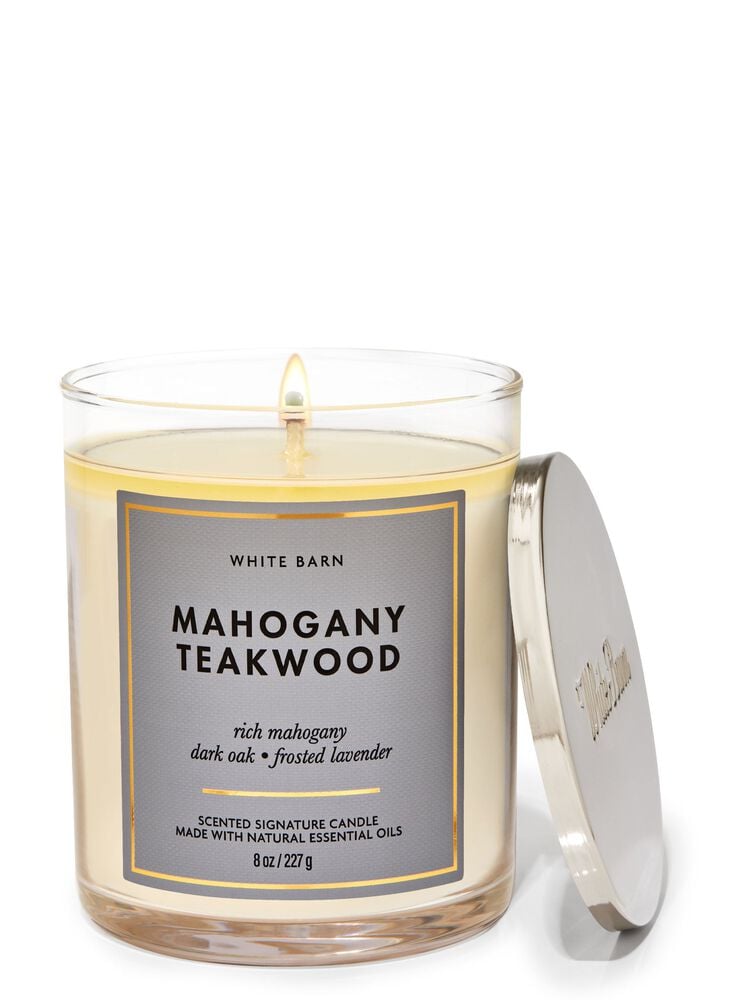 Mahogany Teakwood Signature Single Wick Candle เทียนหอม 1 ไส้