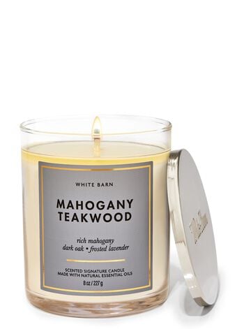 Mahogany Teakwood Signature Single Wick Candle เทียนหอม 1 ไส้