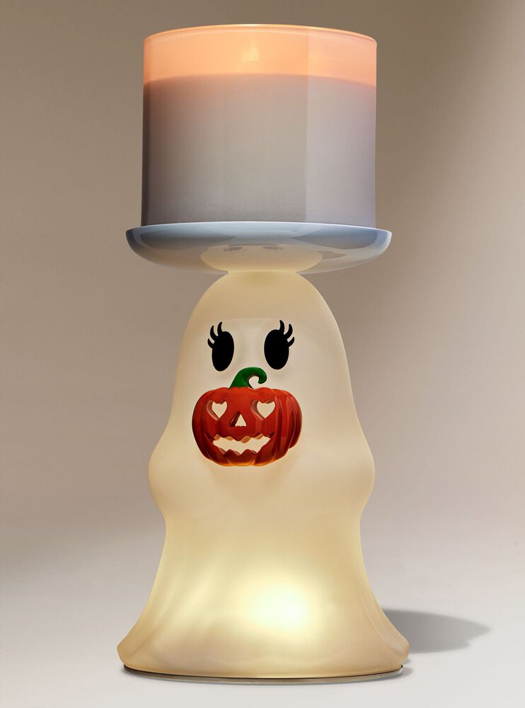 Light-up Ghost Jack-o'-lantern Pedestal 3-Wick Candle Holder ที่วางเทียนหอม 3 ไส้