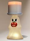 Light-up Ghost Jack-o'-lantern Pedestal 3-Wick Candle Holder image number null