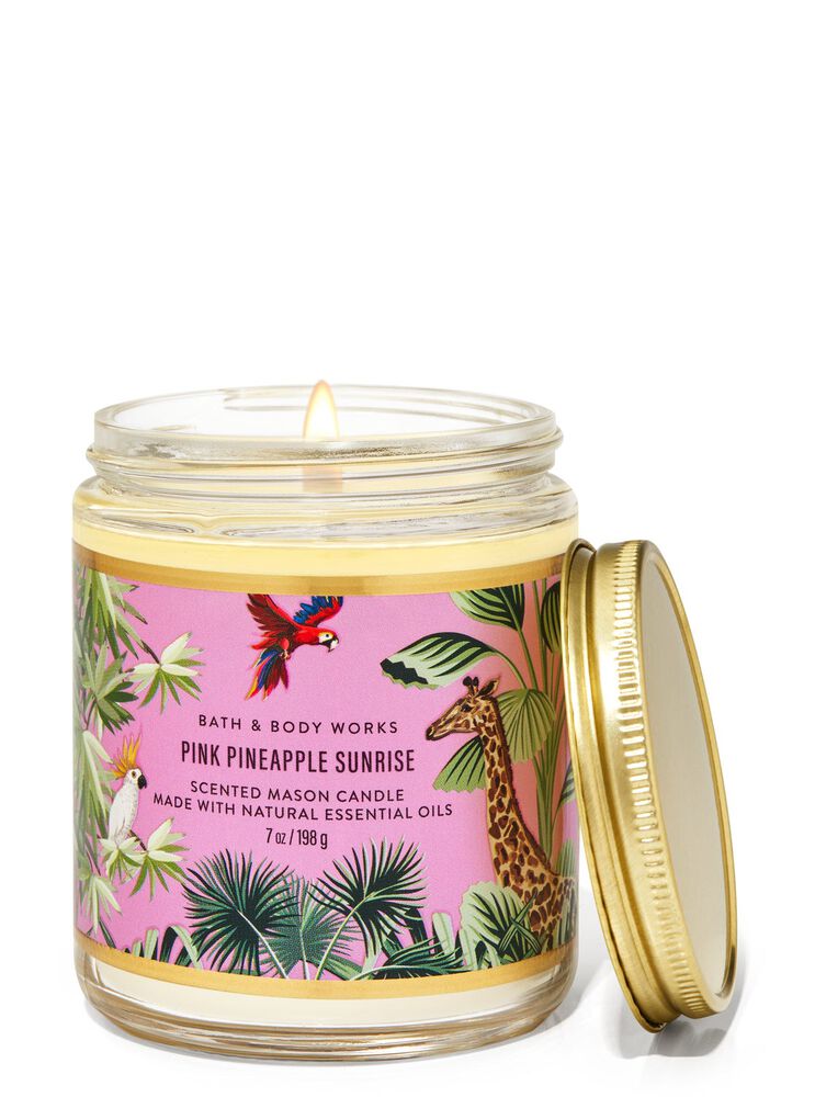 Pink Pineapple Sunrise Mason Single Wick Candle เทียนหอม 1 ไส้