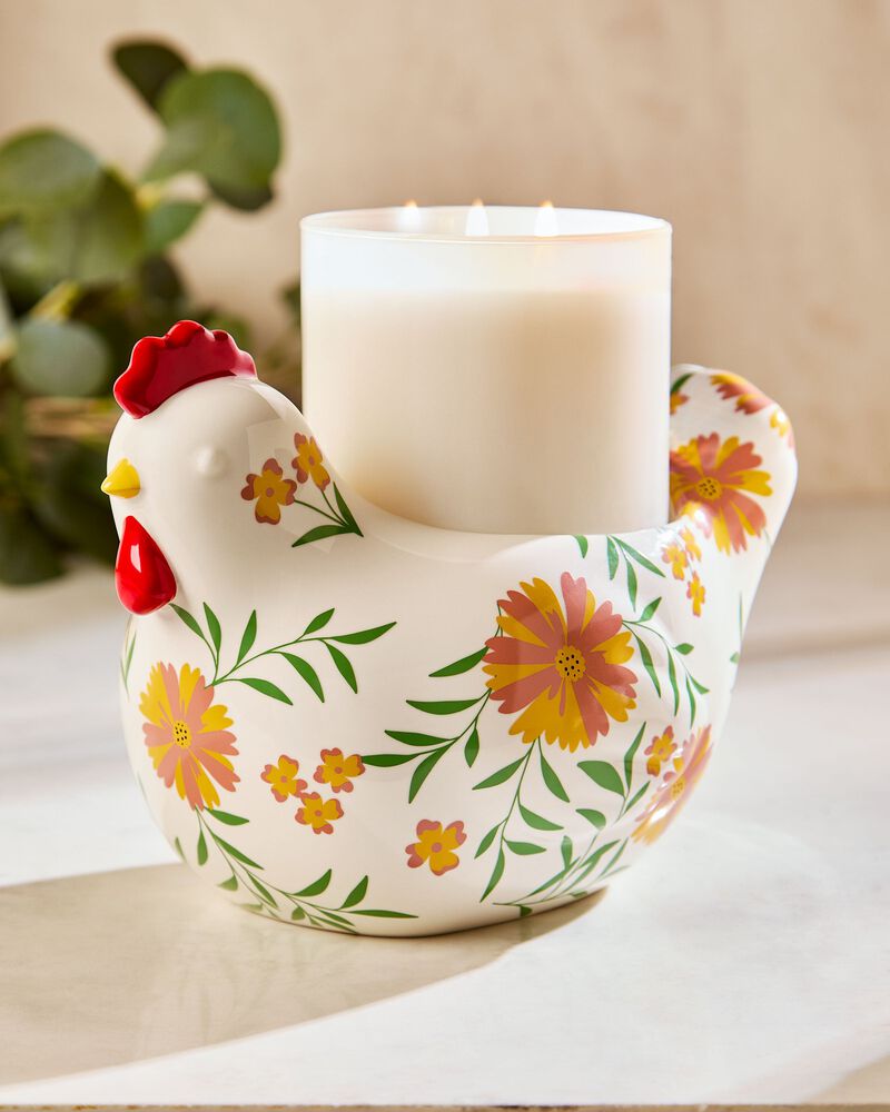 Floral Chicken Pedestal 3-Wick Candle Holder ที่วางเทียนหอม 3 ไส้