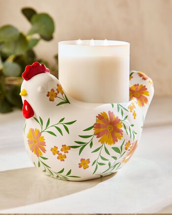 Floral Chicken Pedestal 3-Wick Candle Holder ที่วางเทียนหอม 3 ไส้