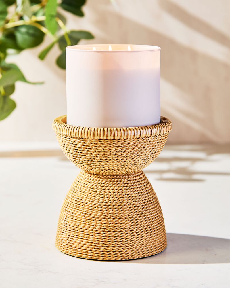 Woven Pedestal 3-Wick Candle Holder ที่วางเทียนหอม 3 ไส้