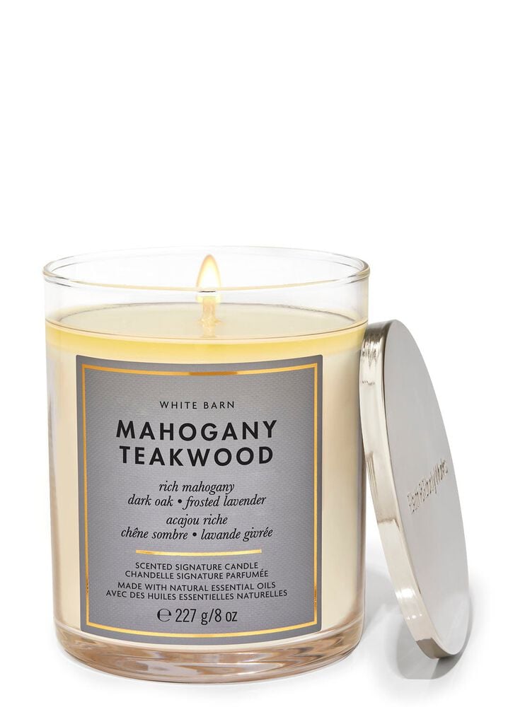 Mahogany Teakwood Signature Single Wick Candle เทียนหอม 1 ไส้