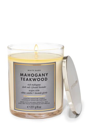 Mahogany Teakwood Signature Single Wick Candle เทียนหอม 1 ไส้
