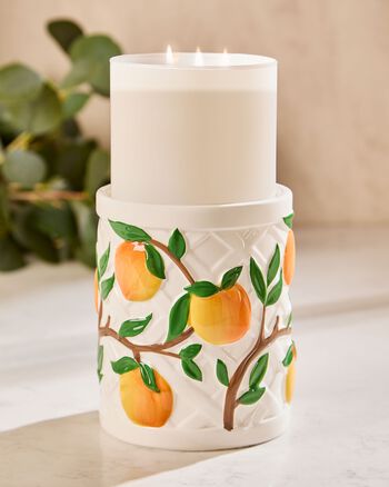 Vera Bradley Peach Pedestal 3-Wick Candle Holder ที่วางเทียนหอม 3 ไส้