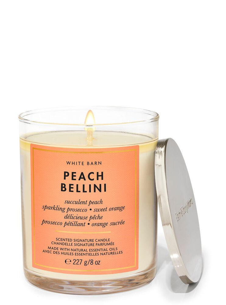 Peach Bellini Signature Single Wick Candle เทียนหอม 1 ไส้