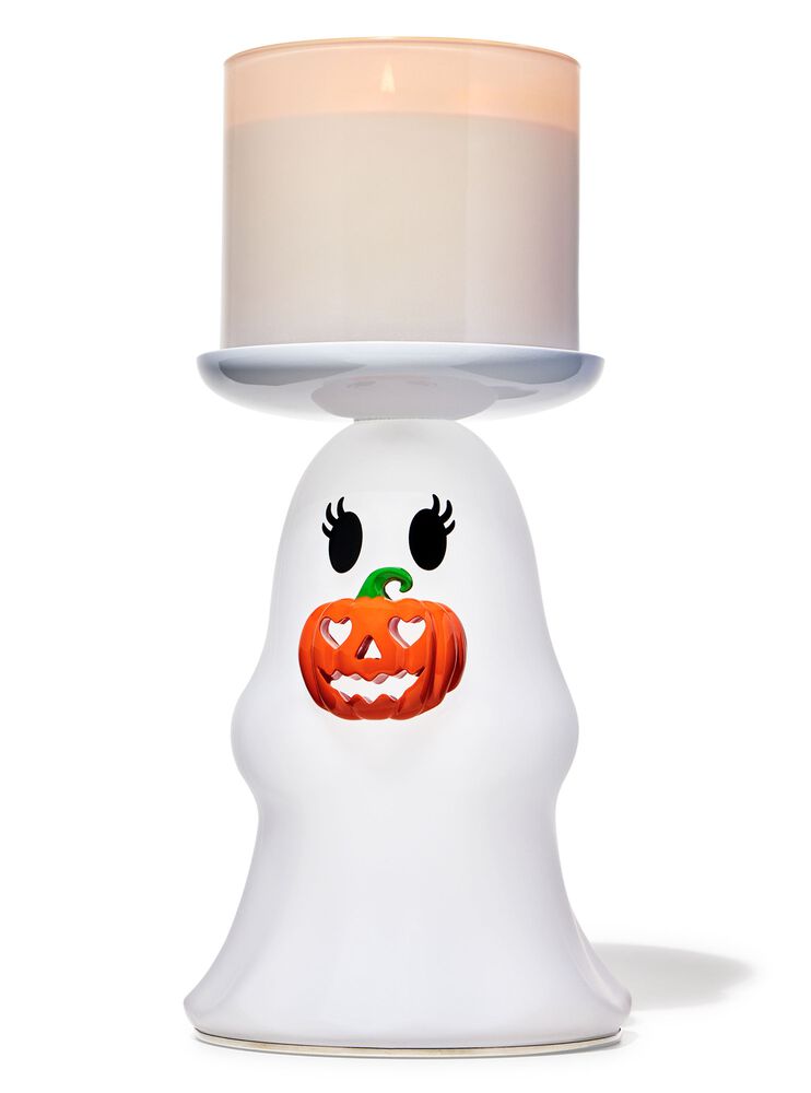 Light-up Ghost Jack-o'-lantern Pedestal 3-Wick Candle Holder ที่วางเทียนหอม 3 ไส้