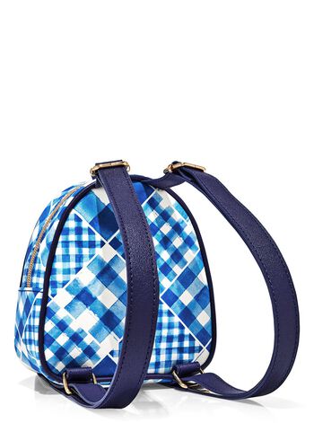 Blue Gingham Mini Backpack Cosmetic Bag Gift Bag