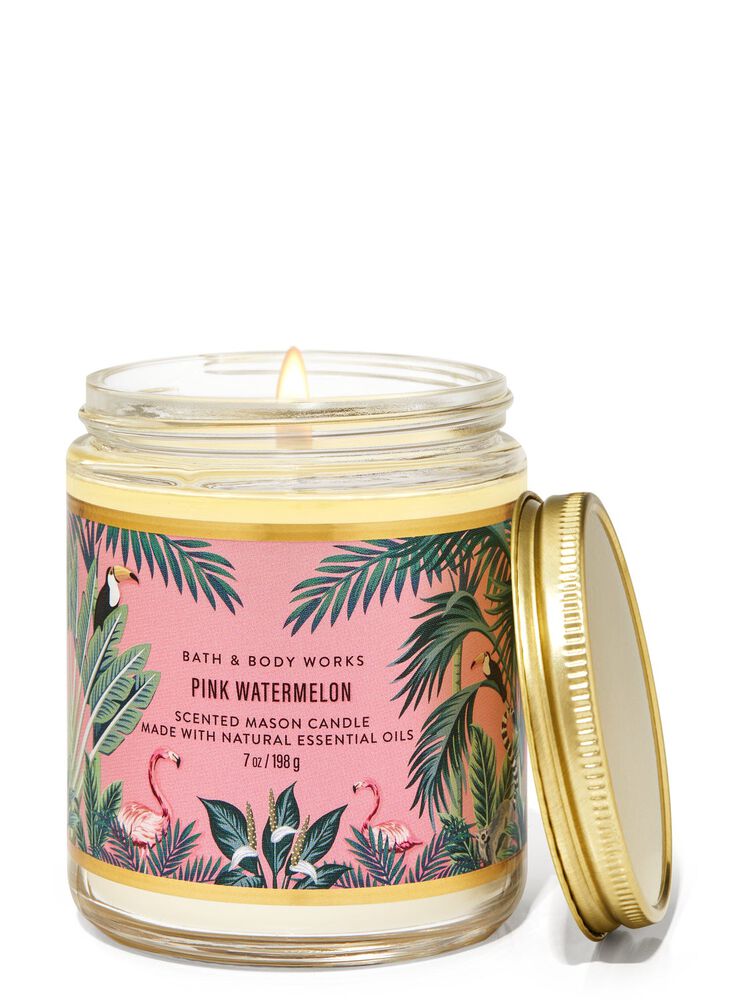 Pink Watermelon Mason Single Wick Candle Single Wick Candle