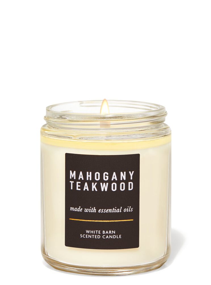 Mahogany Teakwood Single Wick Candle เทียนหอม 1 ไส้