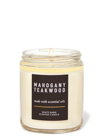 Mahogany Teakwood Single Wick Candle เทียนหอม 1 ไส้