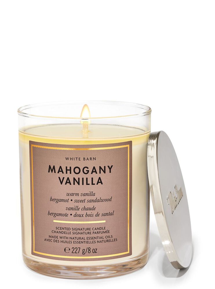 Mahogany Vanilla Signature Single Wick Candle เทียนหอม 1 ไส้