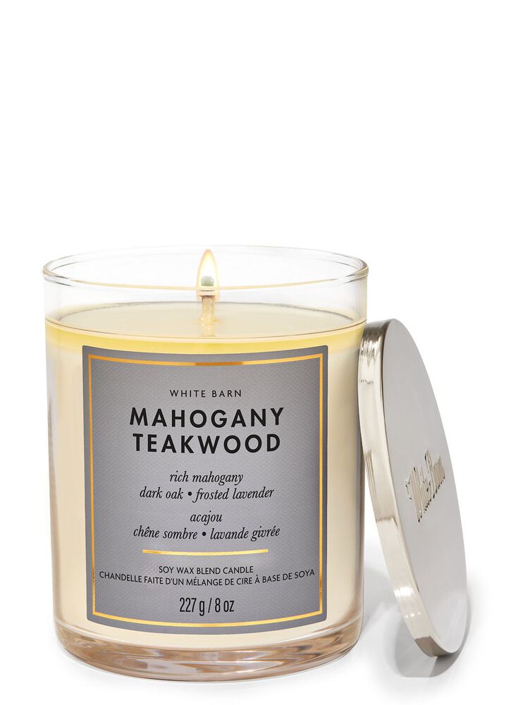 Mahogany Teakwood Single Wick Candle เทียนหอม 1 ไส้