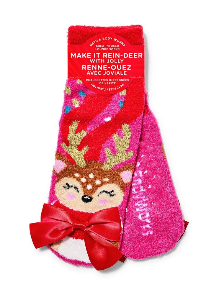 Reindeer with Bow Shea-Infused Lounge Socks ถุงเท้าบำรุงผิว