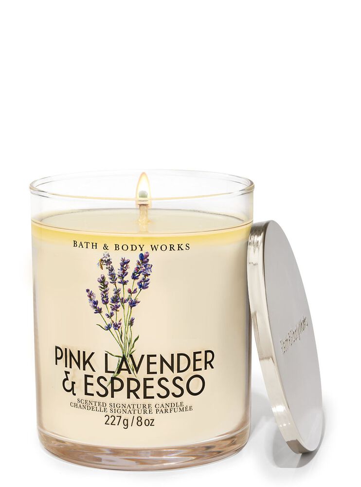 Pink Lavender & Espresso Signature Single Wick Candle เทียนหอม 1 ไส้