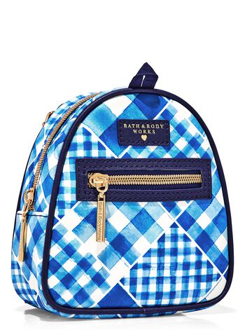 Blue Gingham Mini Backpack Cosmetic Bag Gift Bag