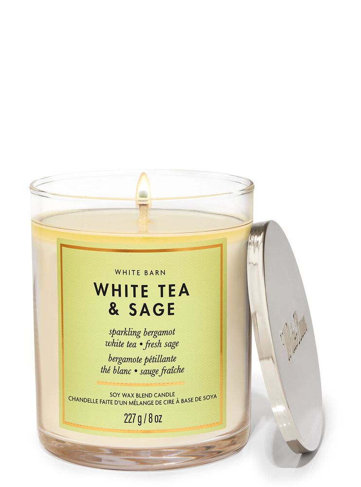White Tea & Sage Single Wick Candle เทียนหอม 1 ไส้